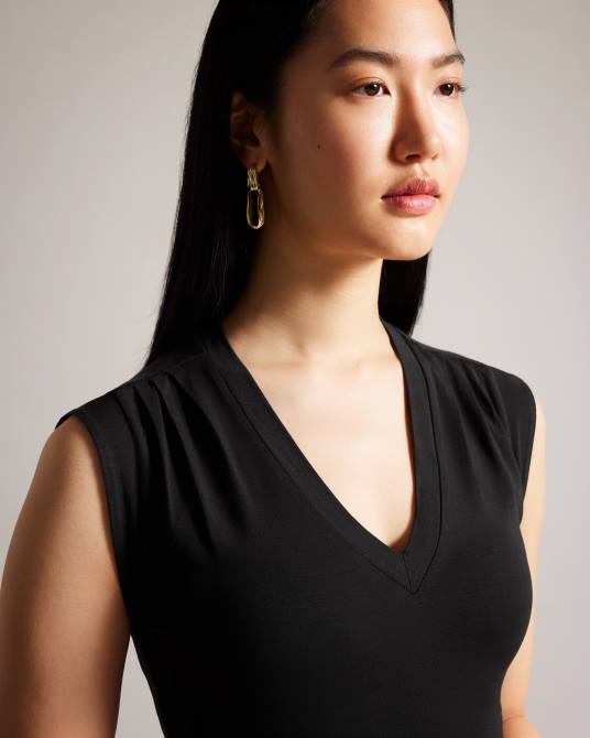 Ted Baker mujer 2ZFP391 ropa briell ajustado con cuello en v negro