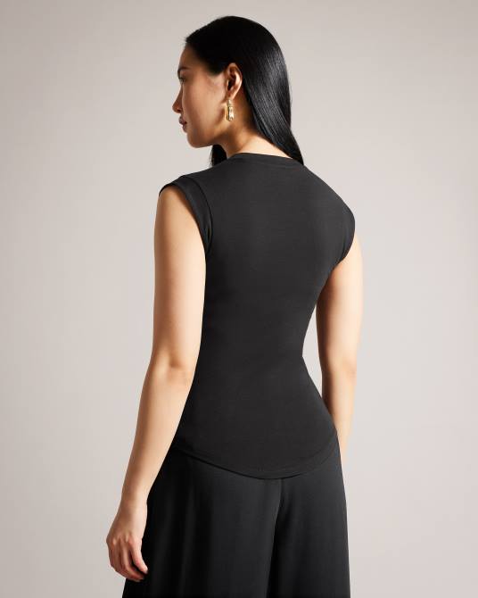 Ted Baker mujer 2ZFP391 ropa briell ajustado con cuello en v negro