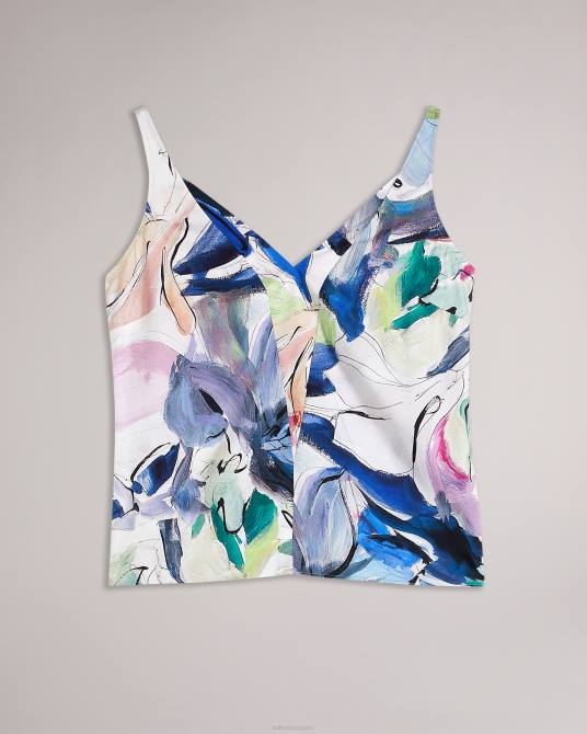 Ted Baker mujer 2ZFP402 ropa Camisola con cuello en V y estampado abstracto Hariyat blanco