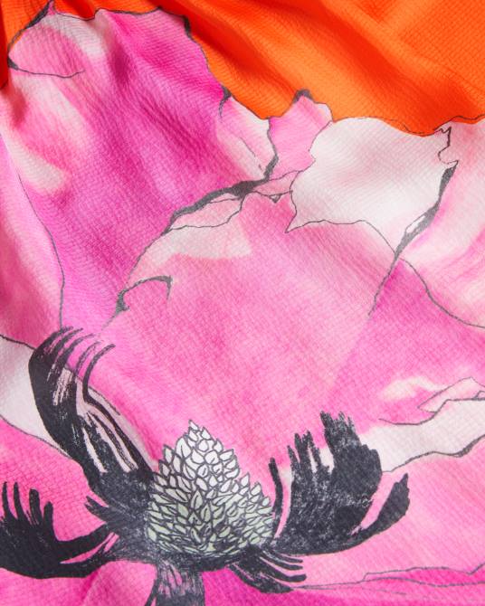 Ted Baker mujer 2ZFP5 ropa milenaa top floral plisado con cuello halter naranja brillante