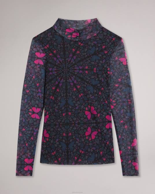 Ted Baker mujer 2ZFP73 ropa Top ajustado de malla con cuello alto Kamill negro