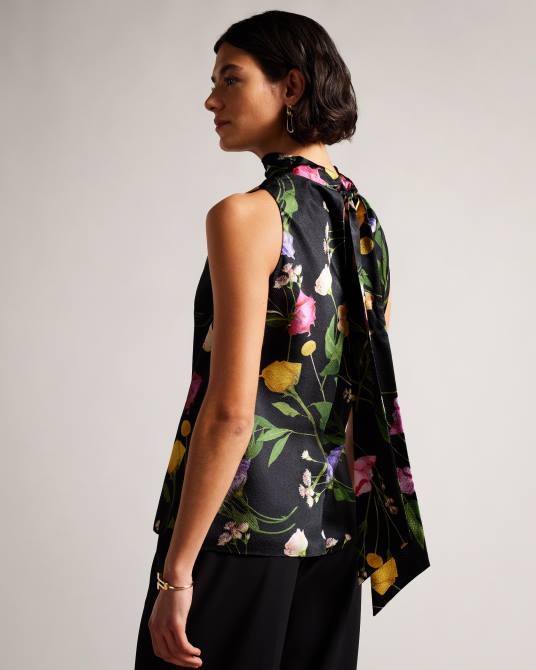 Ted Baker mujer 2ZFP8 ropa top con cuello vuelto y estampado floral Demitri negro