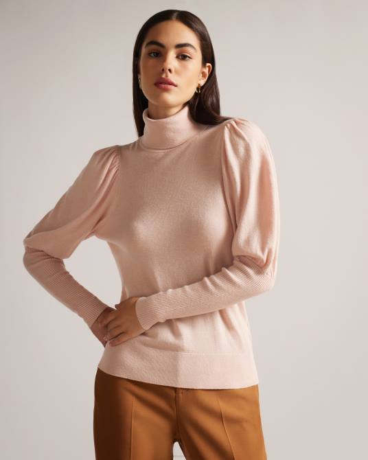 Ted Baker mujer 2ZFP92 ropa Aidabel cuello vuelto con detalle de manga voluminosa Rosado oscuro