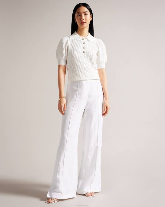 Ted Baker mujer 2ZFP338 ropa Polo de punto Reannia con botones adornados blanco