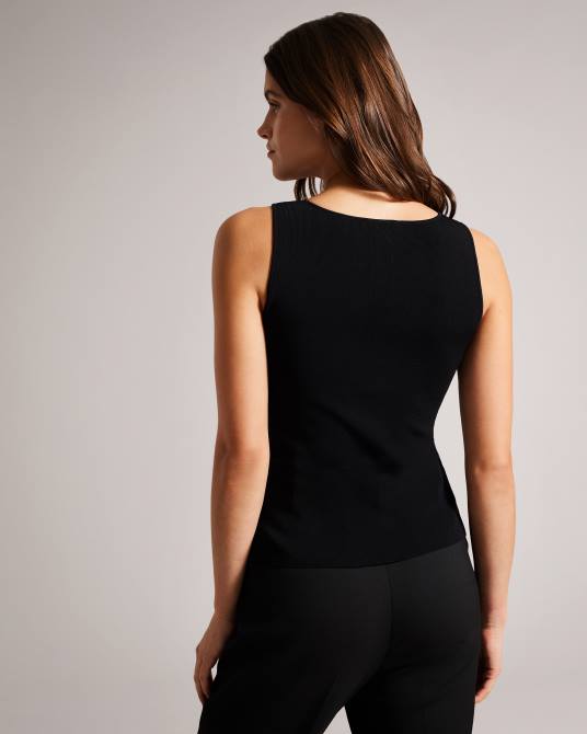 Ted Baker mujer 2ZFP342 ropa josiiy top de punto de corte slim con cuello en V negro