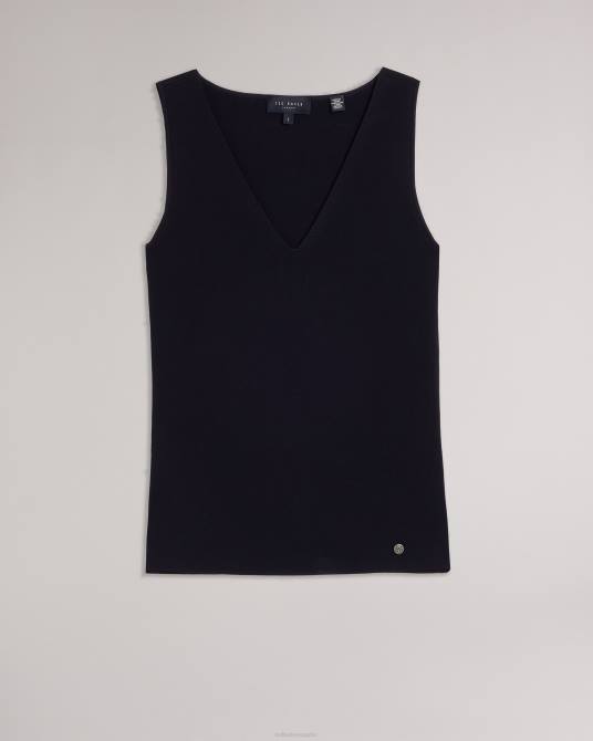 Ted Baker mujer 2ZFP342 ropa josiiy top de punto de corte slim con cuello en V negro