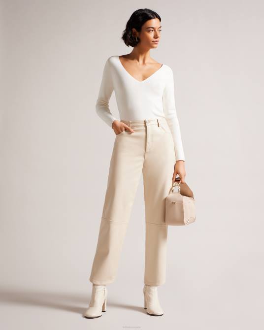 Ted Baker mujer 2ZFP355 ropa top de punto ajustado con cuello en V cileste Marfil