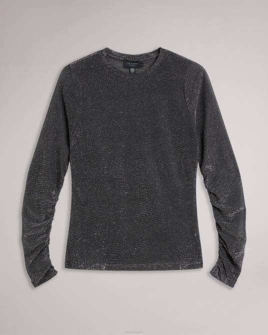 Ted Baker mujer 2ZFP115 ropa top brillante de manga larga genini negro