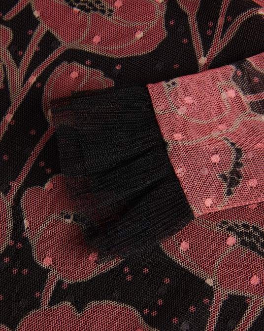 Ted Baker mujer 2ZFP132 ropa top maggann de manga larga con detalles de volantes negro