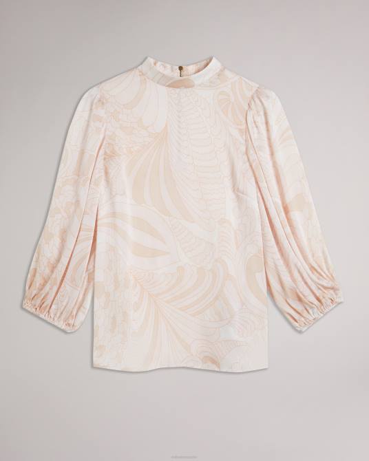 Ted Baker mujer 2ZFP220 ropa top imelah paisley con manga globo desnudo claro