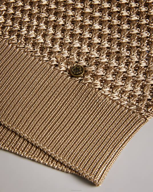 Ted Baker mujer 2ZFP238 ropa top de manga corta con punto de cesta abaly marrón-bronceado