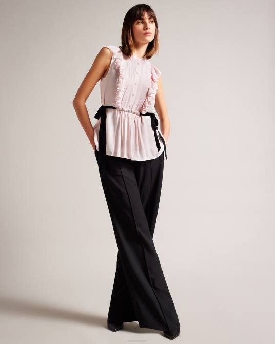 Ted Baker mujer 2ZFP254 ropa top sin mangas con volantes evalie desnudo claro