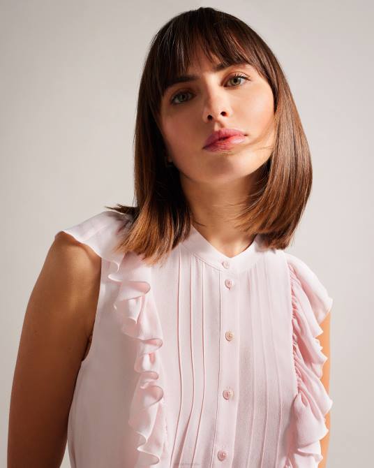 Ted Baker mujer 2ZFP254 ropa top sin mangas con volantes evalie desnudo claro