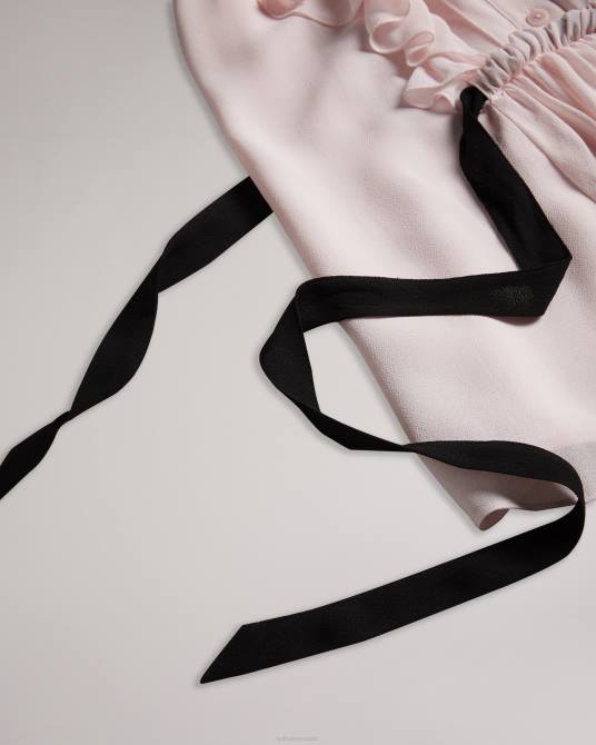 Ted Baker mujer 2ZFP254 ropa top sin mangas con volantes evalie desnudo claro