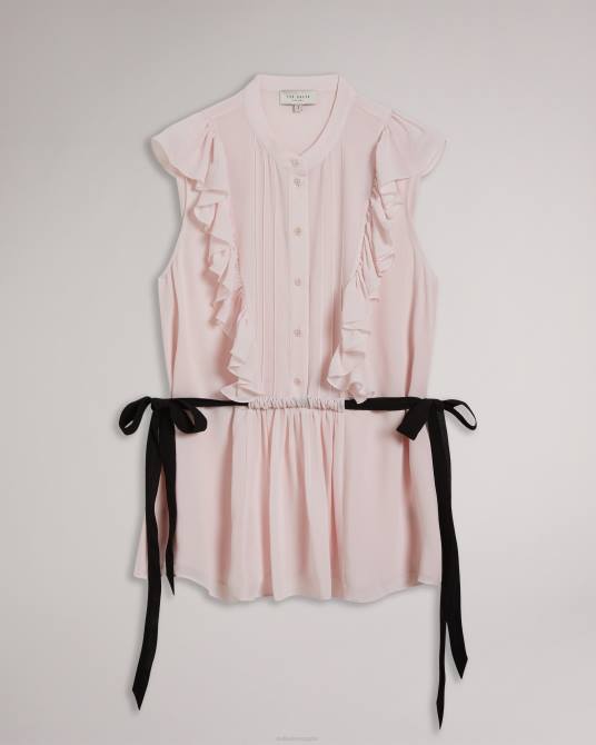 Ted Baker mujer 2ZFP254 ropa top sin mangas con volantes evalie desnudo claro