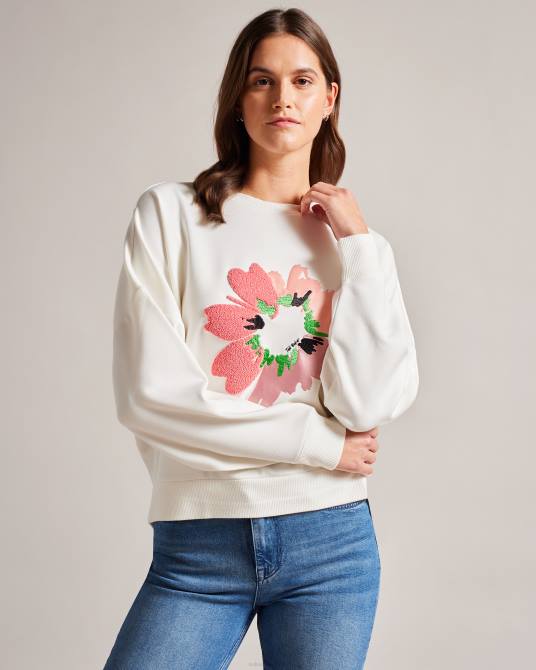 Ted Baker mujer 2ZFP265 ropa jersey marene con estampado floral texturizado blanco