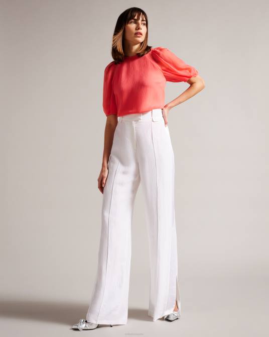 Ted Baker mujer 2ZFP289 ropa top cuadrado con mangas abullonadas Natelie coral