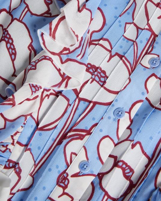 Ted Baker mujer 2ZFP295 ropa top con sobrefalda y lazos en contraste de amapola de audriar azul