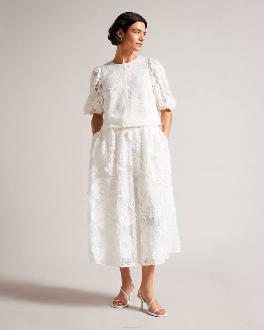 Ted Baker mujer 2ZFP296 ropa top eliiy de corte cuadrado con mangas abullonadas blanco