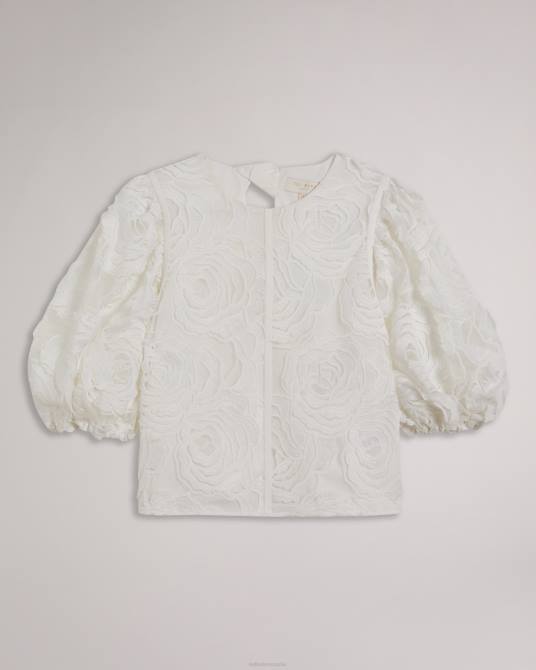 Ted Baker mujer 2ZFP296 ropa top eliiy de corte cuadrado con mangas abullonadas blanco
