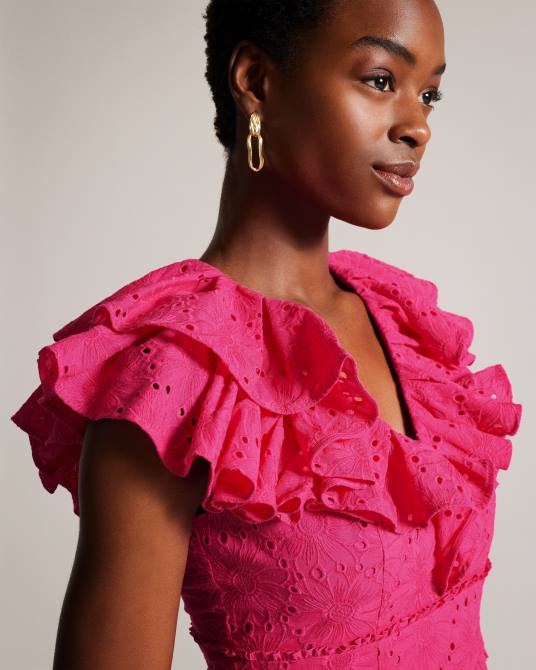 Ted Baker mujer 2ZFP321 ropa top con peplum y bordado mazieh Rosa brillante