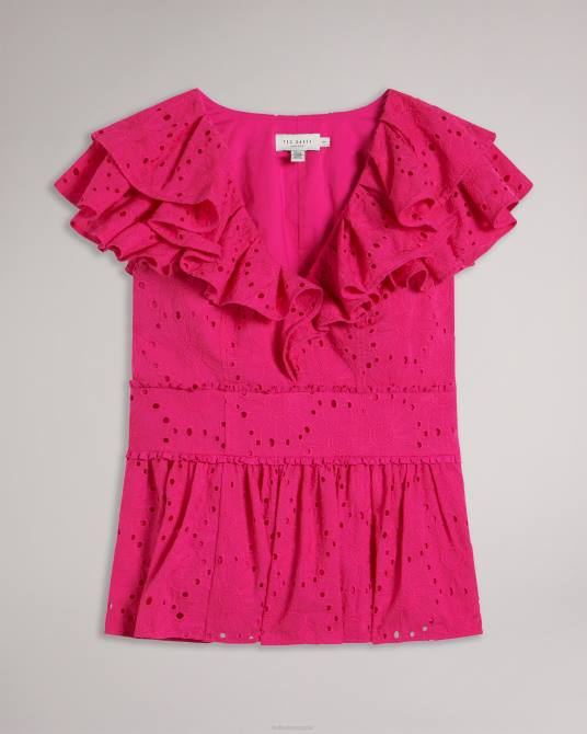 Ted Baker mujer 2ZFP321 ropa top con peplum y bordado mazieh Rosa brillante