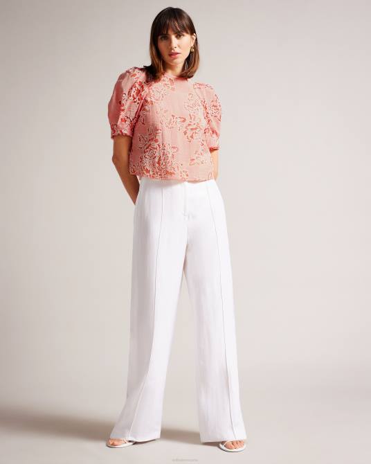 Ted Baker mujer 2ZFP329 ropa top tipo caja con mangas abullonadas meliiha coral