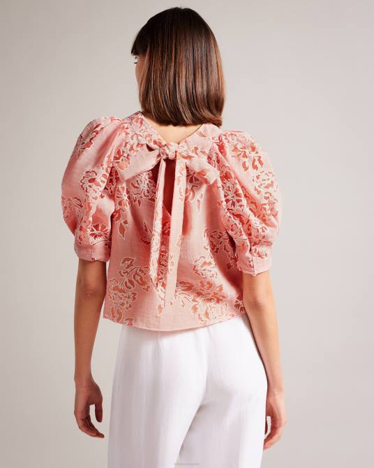 Ted Baker mujer 2ZFP329 ropa top tipo caja con mangas abullonadas meliiha coral