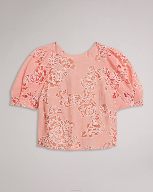 Ted Baker mujer 2ZFP329 ropa top tipo caja con mangas abullonadas meliiha coral