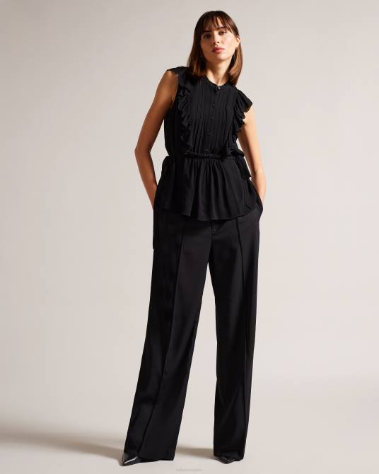 Ted Baker mujer 2ZFP351 ropa top sin mangas con volantes evalie negro