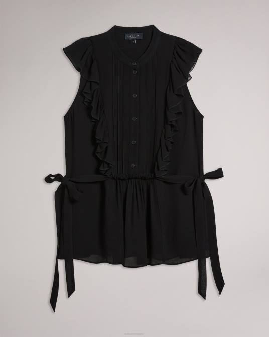 Ted Baker mujer 2ZFP351 ropa top sin mangas con volantes evalie negro