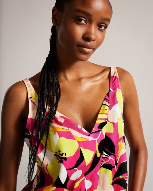 Ted Baker mujer 2ZFP36 ropa Camisola con efecto de doble capa y estampado abstracto thaliah Rosa brillante