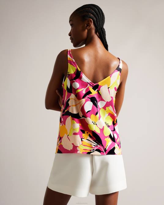 Ted Baker mujer 2ZFP36 ropa Camisola con efecto de doble capa y estampado abstracto thaliah Rosa brillante
