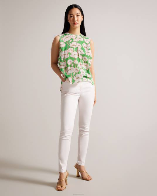 Ted Baker mujer 2ZFP3 ropa Top Kelany de manga corta con detalle en el hombro verde