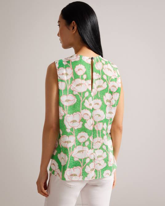 Ted Baker mujer 2ZFP3 ropa Top Kelany de manga corta con detalle en el hombro verde