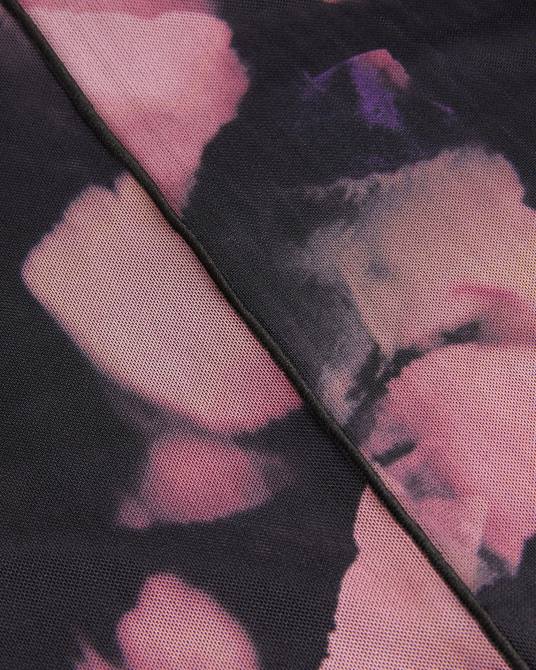 Ted Baker mujer 2ZFP414 ropa aleeina top de malla con estampado abstracto y manga larga negro