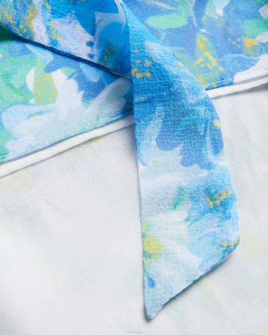 Ted Baker mujer 2ZFP430 ropa top chalote floral sin mangas con detalle de lazo blanco