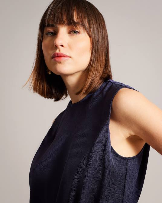 Ted Baker mujer 2ZFP433 ropa top jamihla de satén martillado sin mangas Armada