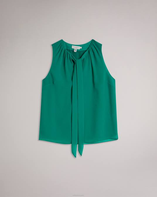 Ted Baker mujer 2ZFP457 ropa top sin mangas con detalle de lazo Lydhia verde