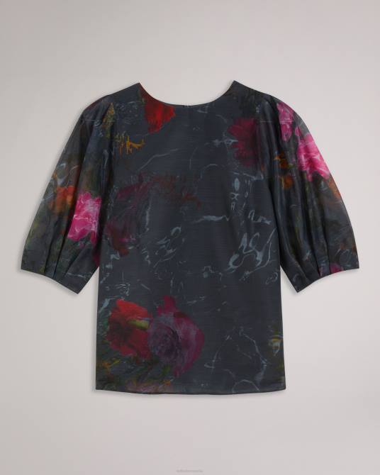 Ted Baker mujer 2ZFP68 ropa ayymee top corto cuadrado con manga abullonada negro