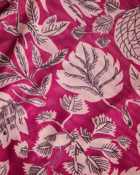 Ted Baker mujer 2ZFP87 ropa top de malla estampado izabelo con volantes Rosa brillante