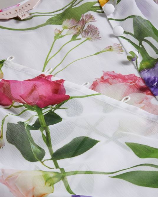 Ted Baker mujer 2ZFP264 ropa Pareo floral rosado con cintura caída blanco