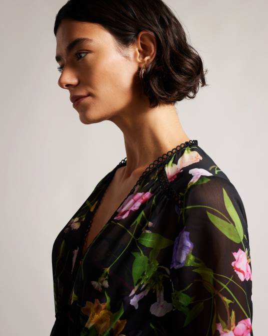 Ted Baker mujer 2ZFP272 ropa pareo zennie con detalle de encaje negro