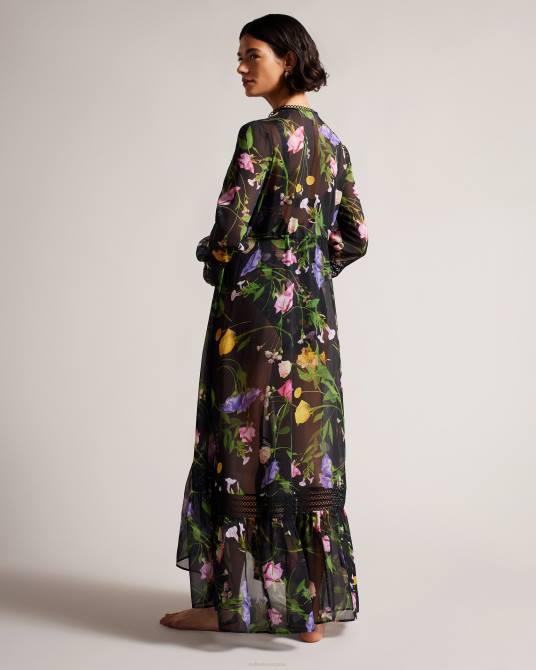 Ted Baker mujer 2ZFP272 ropa pareo zennie con detalle de encaje negro