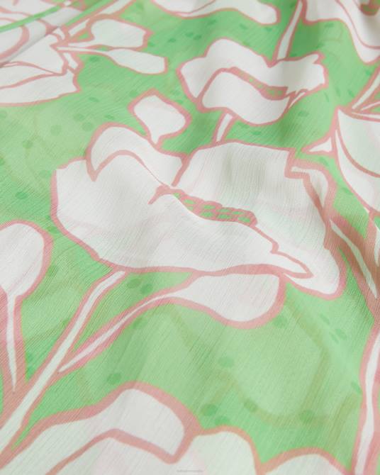Ted Baker mujer 2ZFP309 ropa pareo alto y bajo con estampado de amapolas elisiia verde