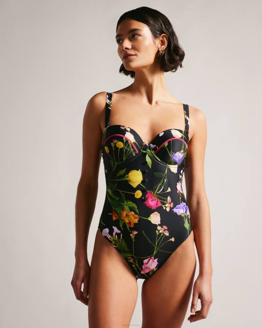 Ted Baker mujer 2ZFP195 ropa traje de baño balconette floral saffiey negro