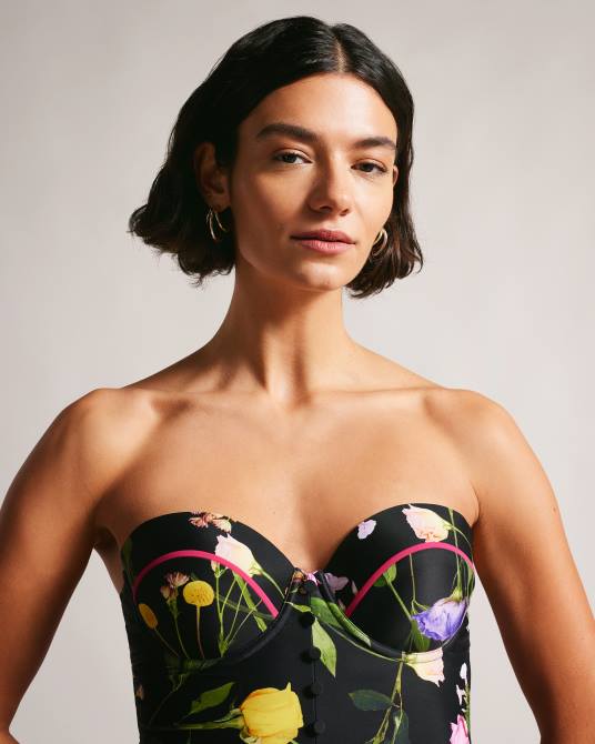 Ted Baker mujer 2ZFP195 ropa traje de baño balconette floral saffiey negro