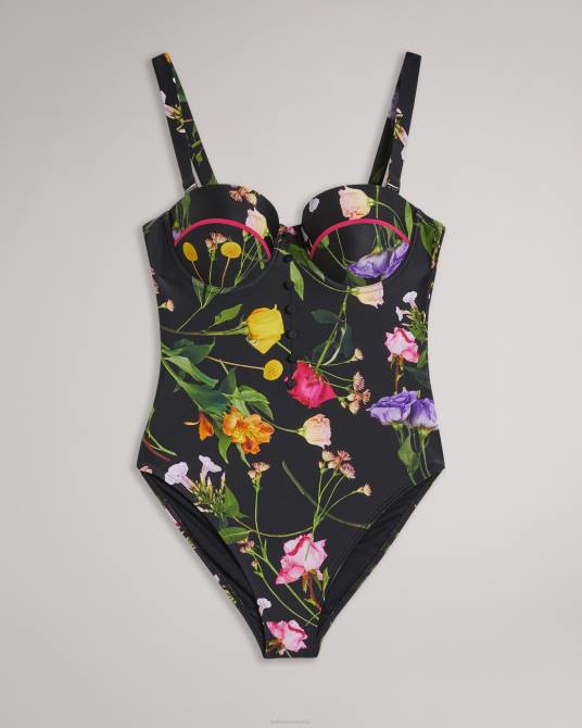 Ted Baker mujer 2ZFP195 ropa traje de baño balconette floral saffiey negro