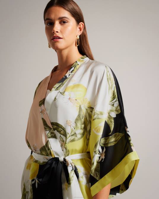 Ted Baker mujer 2ZFP353 ropa kimono Denissy con estampado de limones negro