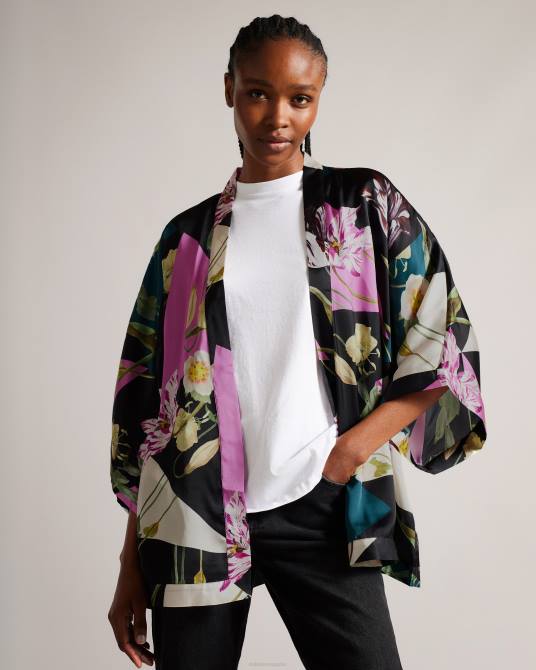 Ted Baker mujer 2ZFP986 ropa kimono wenddi con estampado botánico negro